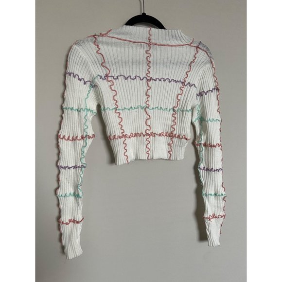 Hot & Delicious 2 Piece Top & Skirt Set Cream w/ Stripe Design - SIze Small - Picture 8 of 15